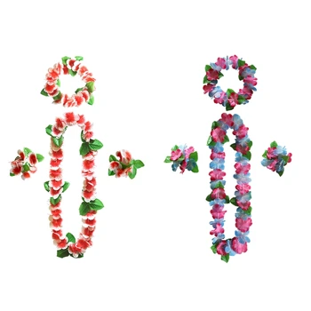 36 Бр Хавайски Цветя Leis Luau Превръзка На Главата Колиета, Гривни Украса за Празника на Сватба Плажно Парти