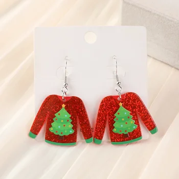 1 Чифт Коледни женски обеци-медицина пипети, Акрилни Сладък многоцветен пуловер, модни бижута за жени, момичета, празничен подарък за Рожден Ден