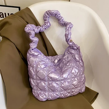 Дизайнерски лилаво naka чанта за жени, 6 цвята, памучен космическа чанта през рамо, Марка голяма чанта-тоут, мека чанта, дамски найлонова чанта през рамо