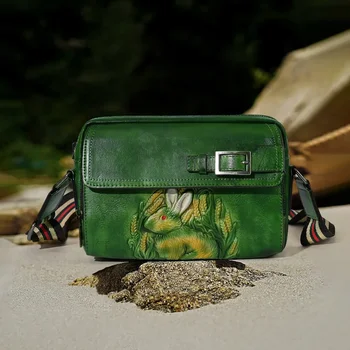 2024 Нова малка чанта от естествена кожа в европейския и американския стил в стил ретро, дамски, градинска ежедневни вечерни чанти-клатч, Чанти-незабавни посланици