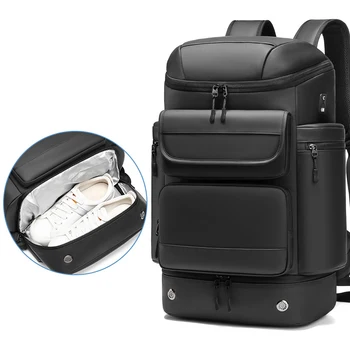 Мъжки раница с голям капацитет с обем 50 л, чанта за катерене, Водоустойчива раница за лаптоп, Бизнес раница с чанта за обувки