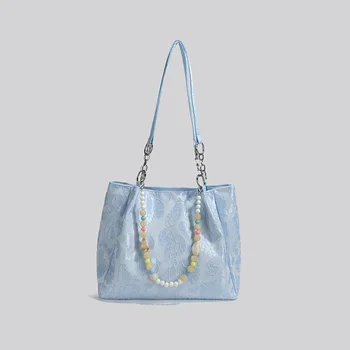 Лека луксозна дамска чанта 2023, лятна новост от сверхволокнистой изкуствена кожа, голям дизайнерска чанта за пътуване до работа, чанта-тоут
