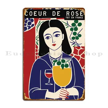 Постер на френски вина в стил ретро Метални табели с надпис Смешни Designing Club Забавно лидице табела с принтом