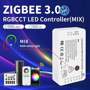 GLEDOPTO ZigBee LED Strip Controller RGBCCT Pro Color White Light Mix Домашен Алекса Sasha SmartThings App 2.4 G RF Дистанционно Управление