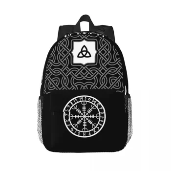 Helm Of Awe rune бронирана Circle (Вариант II) Раници Тийнейджърката чанта за книги Модерен студентски ученически чанти Пътен раница, Чанта през рамо