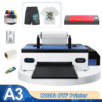 Принтер A3 DTF Epson R1390 с Притежателя на Ролка Фолио Печатна Машина За Тениски Теплопередача Директно на Филм Принтер A3 DTF за Дрехи