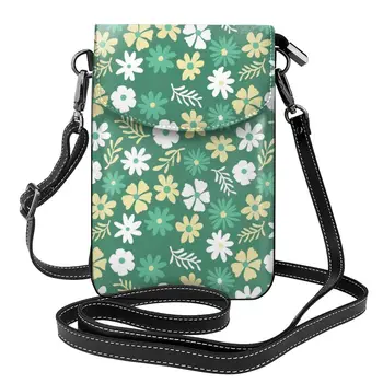 Чанта през рамо с шарени цветя и листа, вдъхновен от природата Градина, цветя модел, дамски чанти от естествена кожа, студентски подарък, Стилна чанта