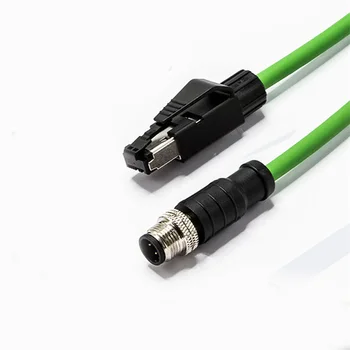Ethernet кабел от M12 до RJ-45, 4-жилен 8-жилен кабел на сензора за кодиране на ADX, промишлен Ethernet кабел, конектор M12