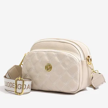 Многопластова малка чанта с голям капацитет на Дамски чанти-месинджър Луксозна однотонная кожена дамска чанта през рамо Чанта Чантата
