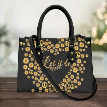 Чанти за жени луксозни 2023 Слънчогледа с дизайн в стил хипи, луксозни кожени дамски чанти през рамо, дамски ежедневни чанти-месинджър