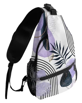 Чанти на гърдите с абстрактно лилави листа в стил бохо За жени, мъже, водоустойчиви торбички-незабавни посланици, Дамски пътна спортна чанта през рамо с едно рамо