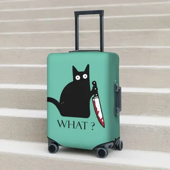 Какъв забавен случай, за куфара с изображение на котка, Мультяшного убиец, сладък еластичен протектор за пътуване, аксесоари за багаж, хоп