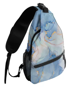 Чанти на гърдите с мрамор син океан, за жени, мъже, водоустойчиви торбички-незабавни посланици, женски пътни Спортни Регулируеми чанта през рамо