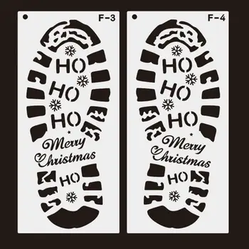 Шаблони За Diy Коледни Отпечатъци от Краката на Универсален Набор от Шаблони за Коледна Отпечатъци от Краката Многократна употреба Пластмасови Шаблони за 