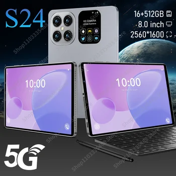 5G 2024 НОВ 8-инчов Android таблет Андроид 13 16GB + 1TB Deca Основната 8 + 16MP WPS, WiFi, Bluetooth, Dual SIM Телефонно обаждане на Tablet PC