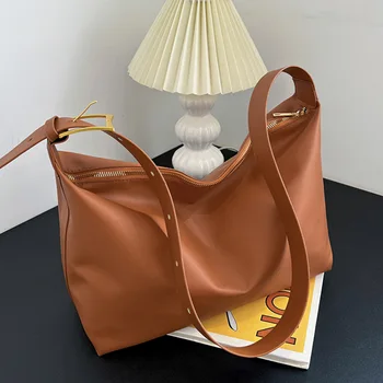 Дамска чанта-Тоут, Модерна Чанта под Мишниците, по-Голямата Голям Чанта През рамо От Изкуствена Кожа, Ретро Чанта През Рамо, Ежедневни Преносима Чанта-Кофа