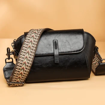 Висококачествена малка дамска чанта през рамо, тенденция 2023 г., луксозна чанта от масло-восък на кожата, модерна Дамска чанта и портфейл-месинджър