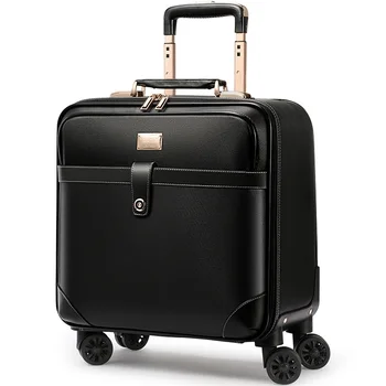 Нов ретро 16/18/20/22/24 инча мъжки бизнес ръчния багаж от естествена кожа за количка за пътуване в салона чанта-тролей vs куфар-количка