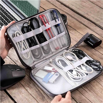 Однослойная цифров чанта за съхранение на Кабел за данни Зарядно Устройство Органайзер Водоустойчива чанта за съхранение на слушалки за дома или за пътуване