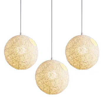 3X Топка полилей от бял бамбук, ратан и на коноп За индивидуално творчество Сферична ротанговый лампион-гнездо