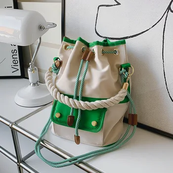 Ежедневни холщовая чанта-кофа, чанти и портмонета с веревочной дръжка, чанта през рамото си в съвсем малък, дизайнерски чанти през рамо 2022, дамски чанти-тоут, новост