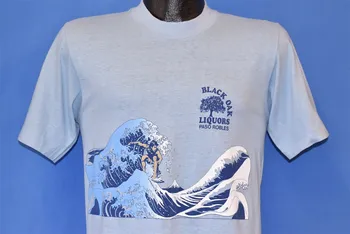 тениска на 80-те Black Oak Liquors Surf Paso Robles Wave Малка