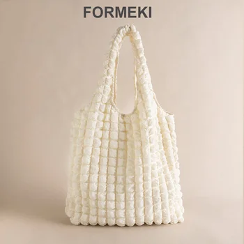 Formeki Нова Мода Мътна чанта, Дамска чанта-кофа, плиссированная Однотонная чанта през рамо, голяма чанта в Корейски стил