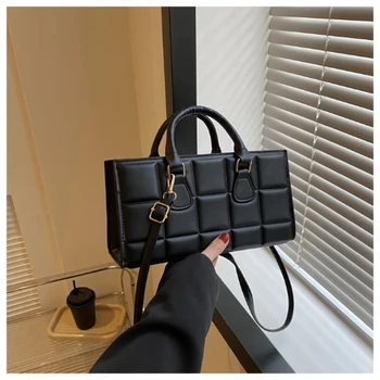 Черна дамска чанта 2024 през рамо, модерен дамски чанти от изкуствена кожа и ПВЦ, чанта, косметичка, портмонета, тоут, дамска ръчна чанта за жени