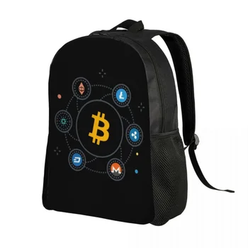 Персонални раници с криптовалютой Bitcoin за мъже и жени, модерна чанта за книги за училище, колеж, чанти за отрепки с криптовалютой БТК и блокчейном