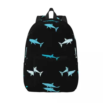 Студентски чанта Абстрактен Раница с акули За родители и деца, Лека раница За двойки, Чанта за лаптоп