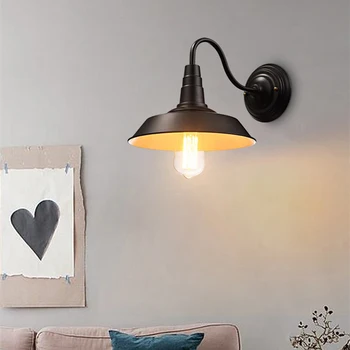 Черен, с монтиран на стената лампа В Ретро стил Ретро Лампа Промишлена Делото Лампа за Вътрешно Осветление Алуминий + Желязо 10,2 * 14,6 инча