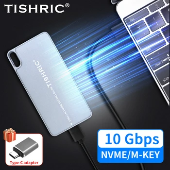 Корпус SSD-диск TISHRIC от алуминиева сплав USB3.1 M. 2 NVME Корпус M. 2 с един протокол NVME за твърдотелно устройство Поддържа 5 TB