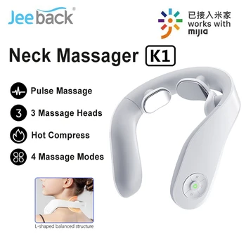 Масажор за гръбначен стълб и врата Jeeback K1 с 4 режима на ДЕСЕТКИ Pulse, за улесняване на болки в шийката на матката, масажор за циркулацията на кръвта инфрачервен топло, масаж на шийката на матката