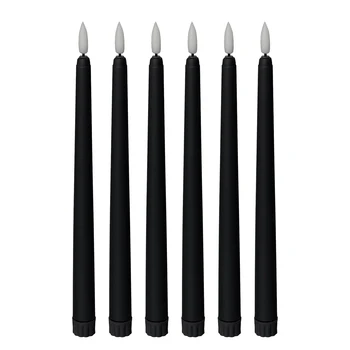 Беспламенные свещи във формата на черен конус - 11 инча (около 27,9 см), 6, задвижвани от батерия, led светкавица с фитилем, настройка на времето