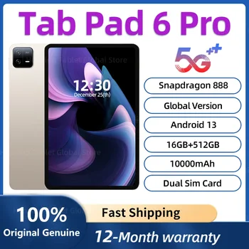 2024 Оригиналната Глобалната версия на Android таблет 13 Pad 6 Pro 16 GB + 1 TB Таблети Snapdragon 888 PC 5G С две SIM-карти, WIFI 4K HD Mi Tab