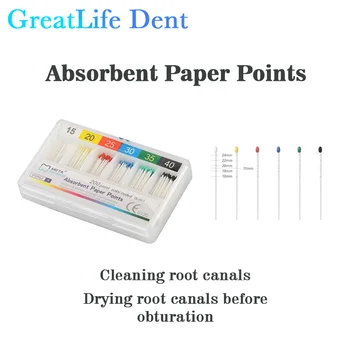 GreatLife Dent 10 опаковки / лот Конусовидна уши 0.2/0.4/0.6 Размер 15/20/25/30/35/40 за эндодонтии на корените на зъбите влагопоглощающие хартиени уши