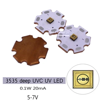 3535 0,1 W UVC UV LED 280 нм 310 нм Тъмно лилаво ултравиолетова светлина 5-7 В с 20 мм медна печатна платка