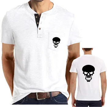 Мъжки t-shirt Harajuku Удобни мъжки градинска тениска оверсайз с принтом черепа Лятна удобна спортна риза за голф с къс ръкав
