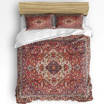 Ретро цвете в индийската Бохемия, Чаршаф с калъфка, Стеганое одеяло на поръчка, комплект спално бельо от 3 теми, Пухени за двойно легло, Домашен текстил