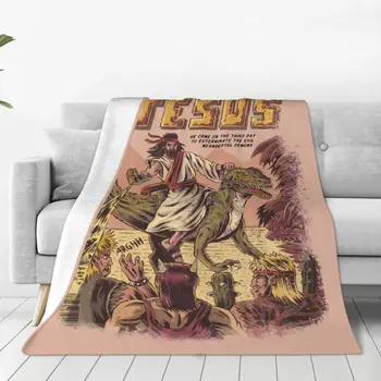 Ретро видеоигри Jurassic Jesus Monster, одеяла в стил харадзюку, Плюшени зашеметяващ меки наметала за тапицерия столове, украса на мека мебел