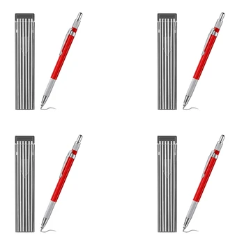 4X Заваряване на молив с 48 бр. дюзи със сребристи ленти, метални маркер, механична заваряване молив за тръби, производство, червен