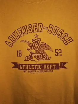 Реколта мъжки жълта тениска с графичен логото на Anheuser Busch Atlantic Кат 2xl Xxl