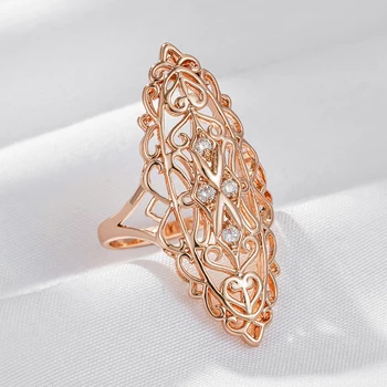 Wbmqda Винтажное Кух пръстен в стил Бохо за жени от розово злато 585 проба С бял натурален цирконием, Луксозни Етнически Сватбени бижута, подаръци