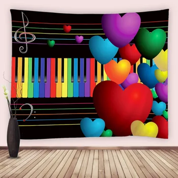 Музика Клавишите на Пианото Гоблен Цветна Сърцето си за Любовта Стенни Плат Забележка Съвременни Гоблени Начало Декор за Спалня в Общежитието Хол