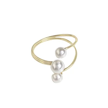 Луксозен пръстен с перли в корейски стил ретро стил за жени, с темперамент на Богинята, trend нишевый дизайн, сладко и минималистичное отворен пръстен
